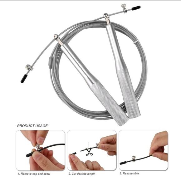 METAL SPEED SKIPPING ROPE FOR BEST WEIGHTED WORKOUT EXERCISES - Picture 5 of 7